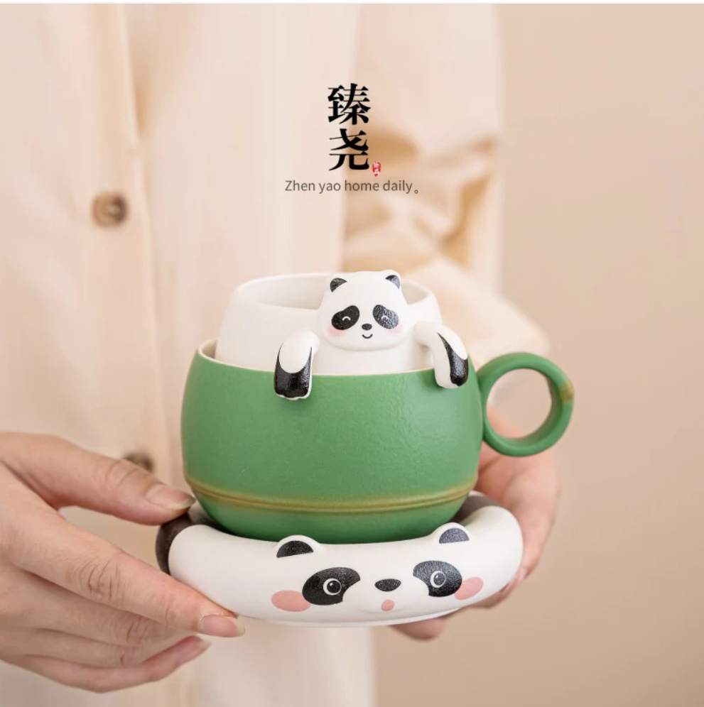 3 Piece Panda teacup