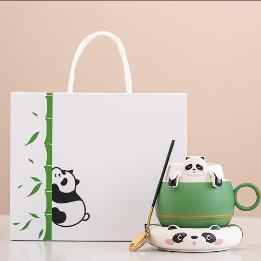 3 Piece Panda teacup